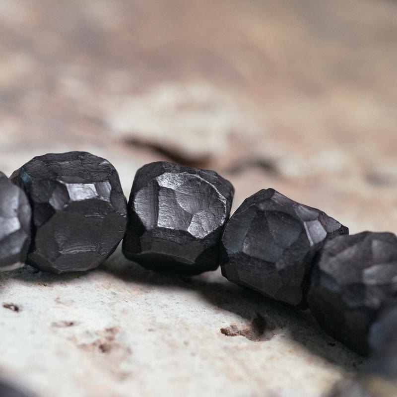 Peace-Mala-Armband aus Ebenholz und Kupfer, 15–18 cm