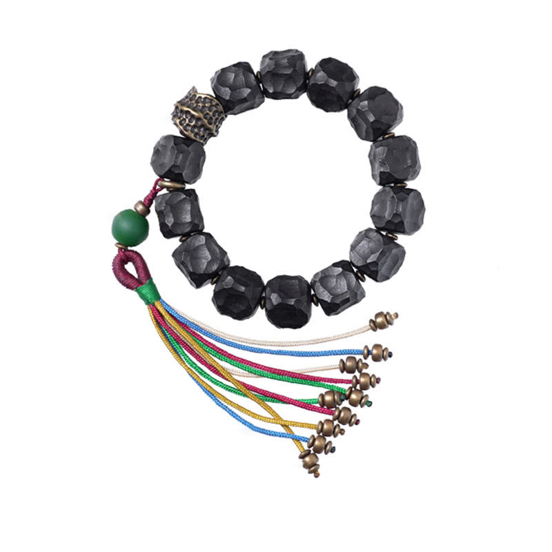 Peace-Mala-Armband aus Ebenholz und Kupfer, 15–18 cm