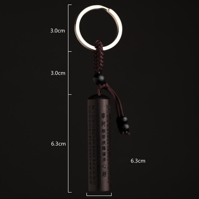 Ebenholz Holz Herz Sutra Frieden Schlüsselanhänger für spirituelle Balance