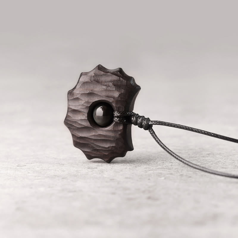 Halskette mit unregelmäßiger Form aus Ebenholz-Obsidian und Peace Calm