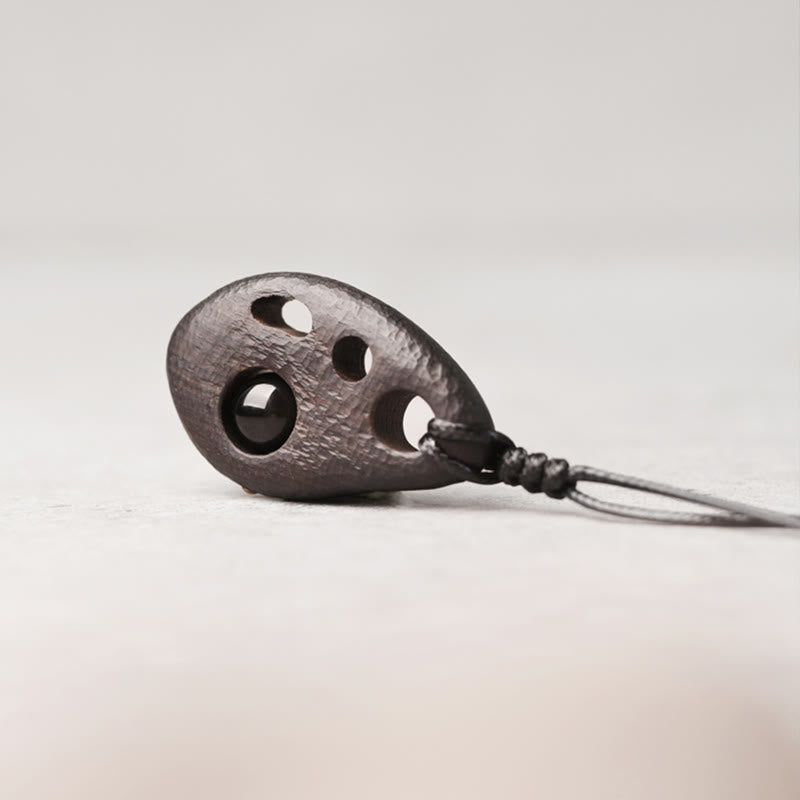 Ebenholz-Obsidian-Halskette für inneren Frieden und Schutz