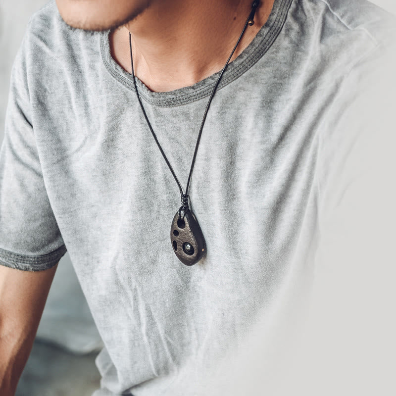 Ebenholz-Obsidian-Halskette für inneren Frieden und Schutz