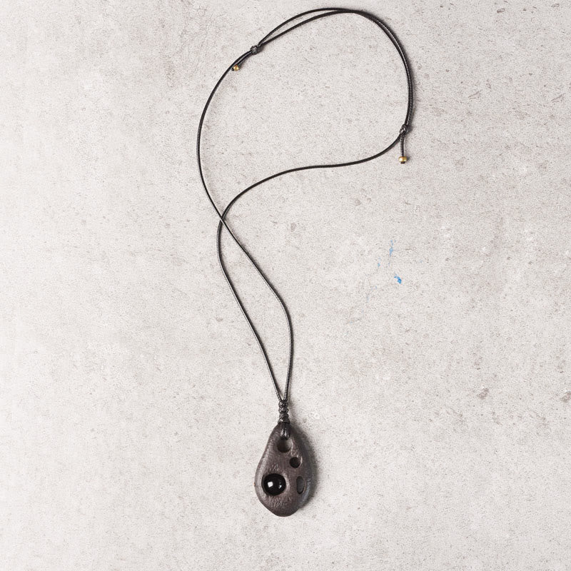 Ebenholz-Obsidian-Halskette für inneren Frieden und Schutz