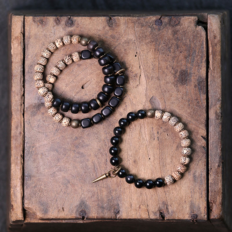 Ebenholz-Obsidian-Friedensarmband 15 cm Unisex