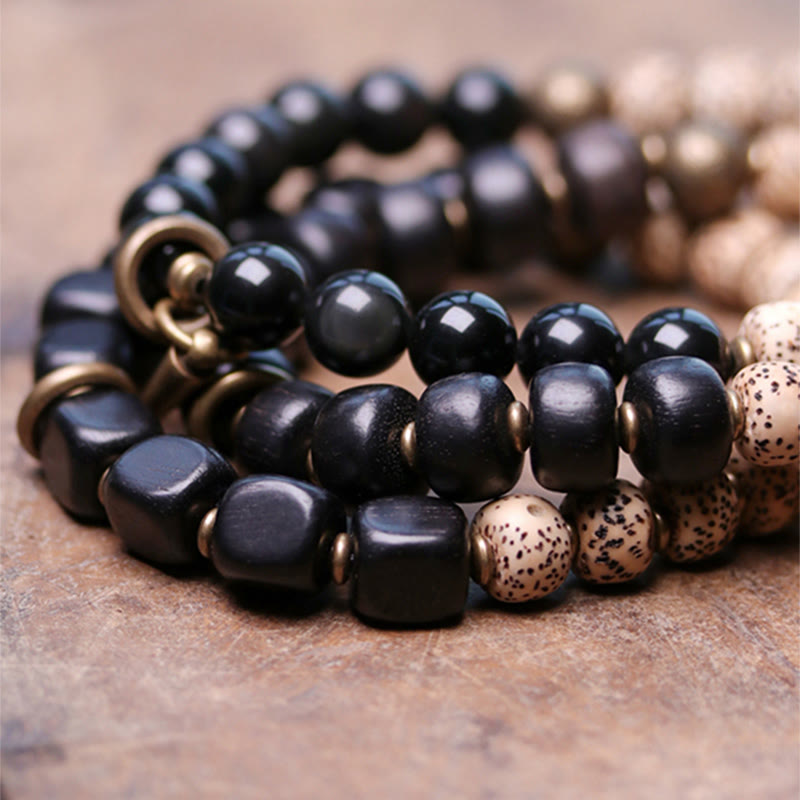 Ebenholz-Obsidian-Friedensarmband 15 cm Unisex