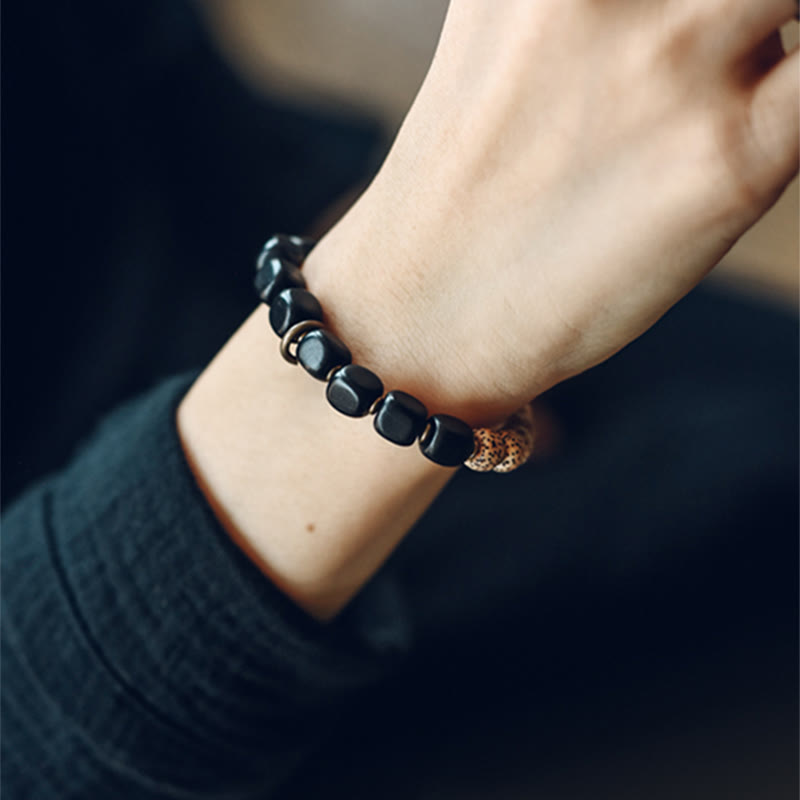 Ebenholz-Obsidian-Friedensarmband 15 cm Unisex
