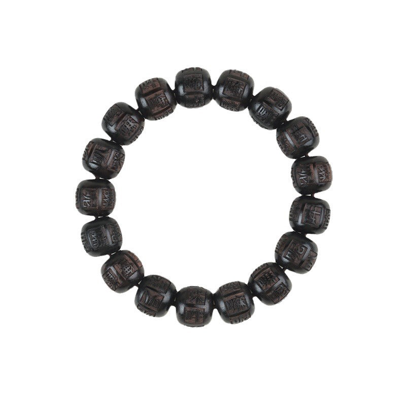 Ebenholz-Armband „Om Mani Padme Hum Balance“, 13 mm, Unisex