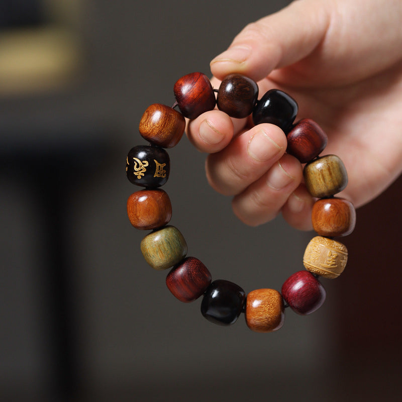 Ebenholz-Armband „Om Mani Padme Hum“ mit Reinheit, 14 mm