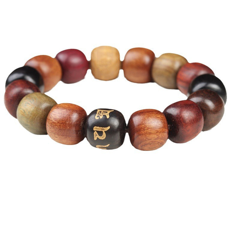 Ebenholz-Armband „Om Mani Padme Hum“ mit Reinheit, 14 mm