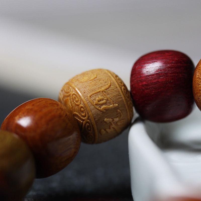 Ebenholz-Armband „Om Mani Padme Hum“ mit Reinheit, 14 mm