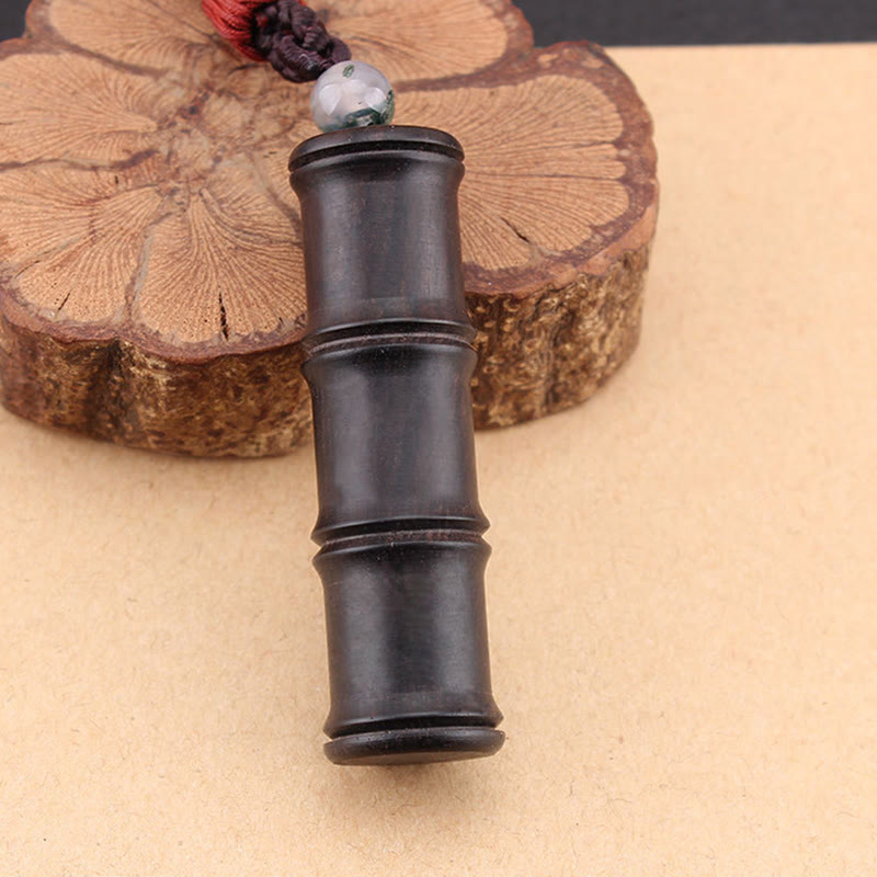 Spirituelle Halskette aus Ebenholz mit Bambus-Ghau-Gebetsbox