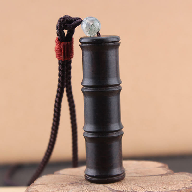 Spirituelle Halskette aus Ebenholz mit Bambus-Ghau-Gebetsbox