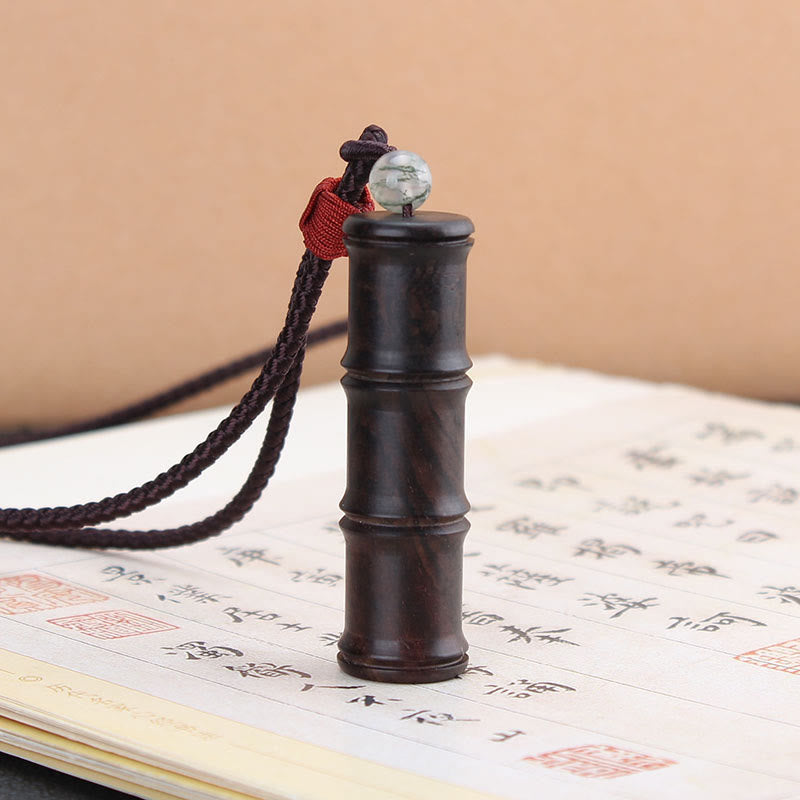 Spirituelle Halskette aus Ebenholz mit Bambus-Ghau-Gebetsbox