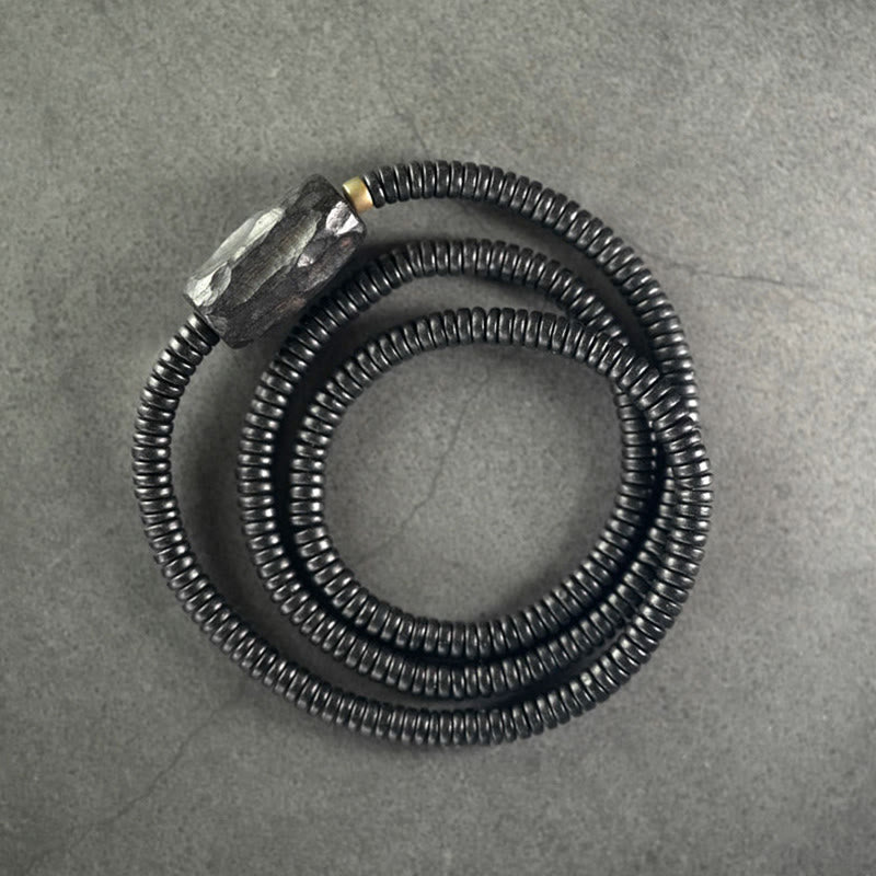 Dreifach gewickeltes Armband aus Ebenholz für Balance und Ruhe, 14–17,5 cm