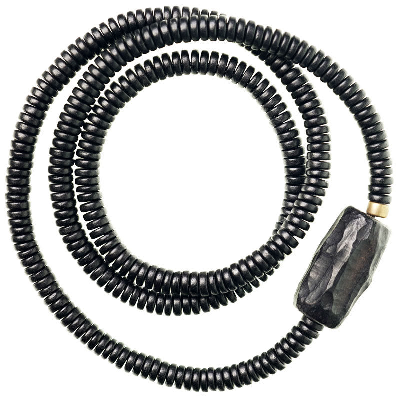 Dreifach gewickeltes Armband aus Ebenholz für Balance und Ruhe, 14–17,5 cm
