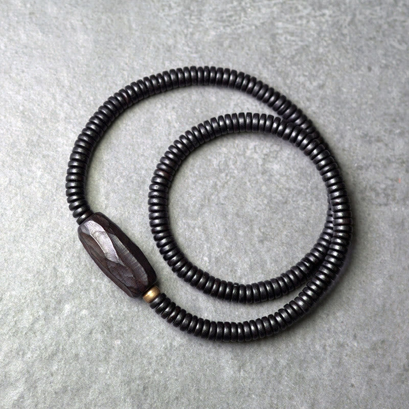 Dreifach gewickeltes Armband aus Ebenholz für Balance und Ruhe, 14–17,5 cm