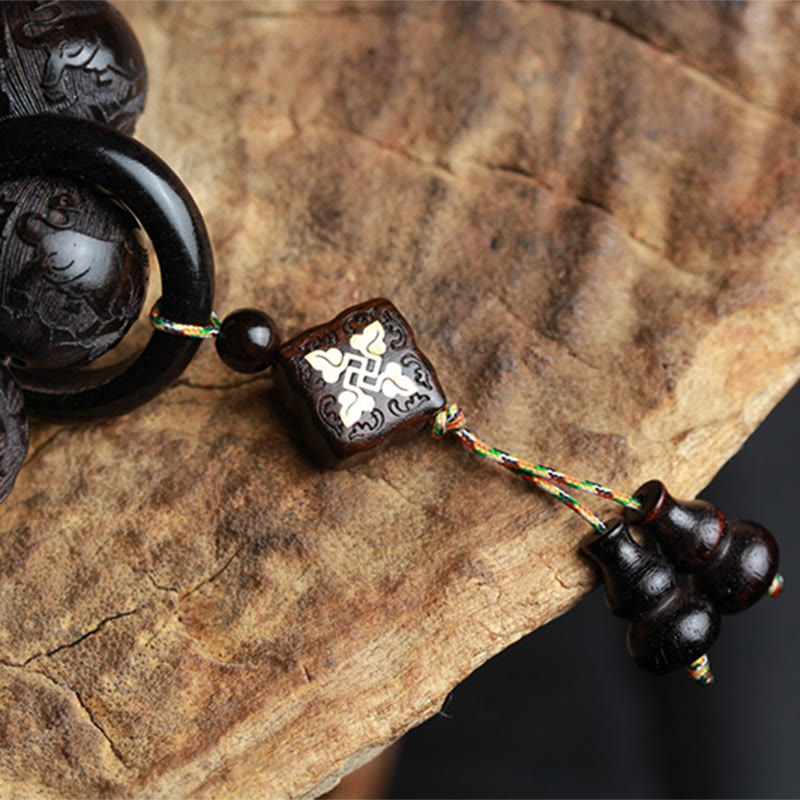 Ebenholz Yin Yang Balance Armband 20mm Perlen