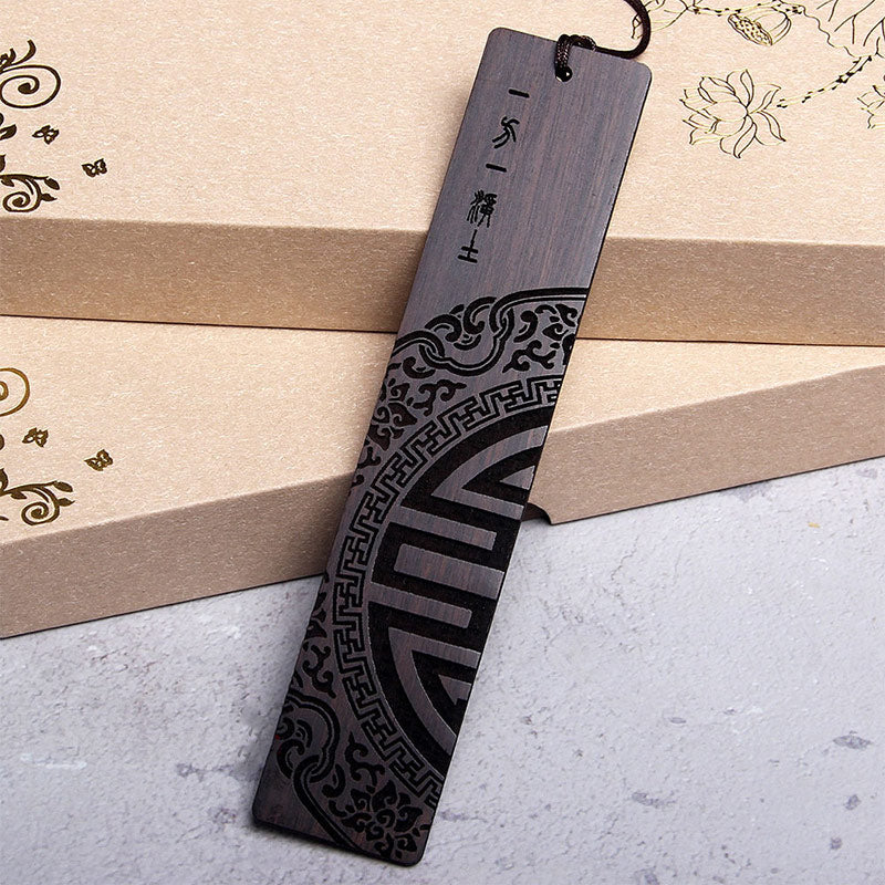 Zen-Lesezeichen aus Ebenholz mit Geschenkbox aus rotem Sandelholz