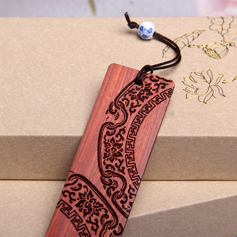 Zen-Lesezeichen aus Ebenholz mit Geschenkbox aus rotem Sandelholz