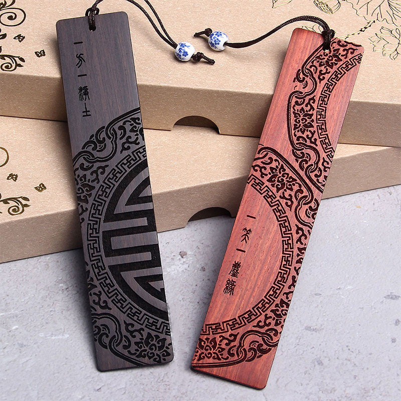 Zen-Lesezeichen aus Ebenholz mit Geschenkbox aus rotem Sandelholz
