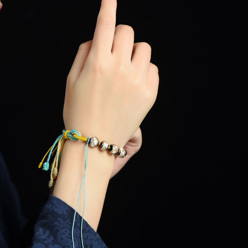 Multicolored Liuli Glass Spiritual Bead Bracelet Unisex