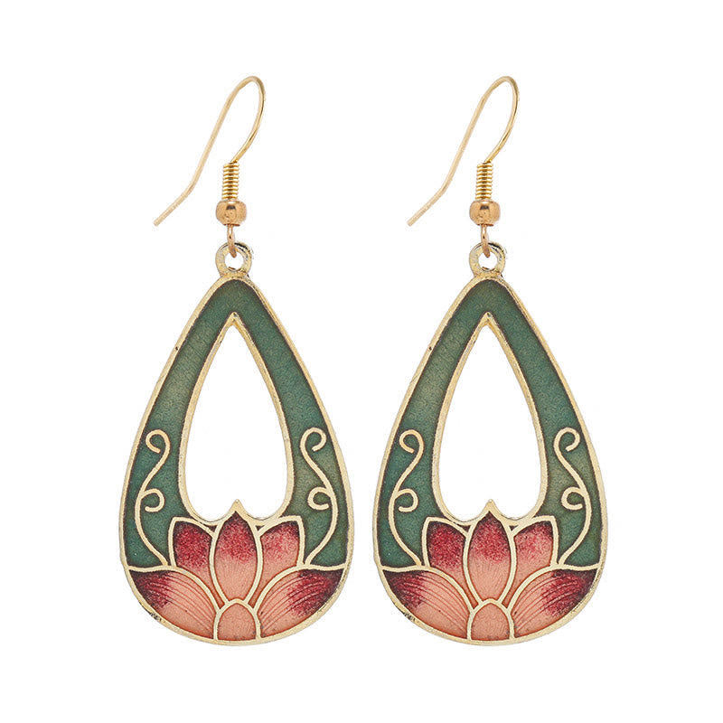 Alloy Copper Lotus Butterfly Drop Earrings for Spiritual Enlightenment