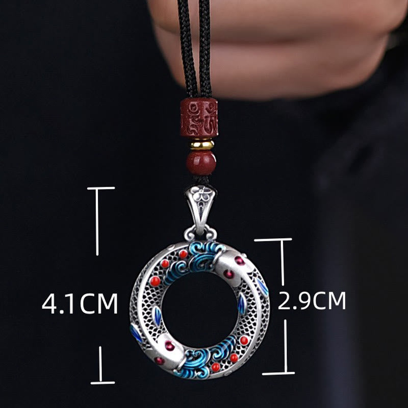 Copper Koi Fish Necklace Peace Buckle for Wealth & Luck