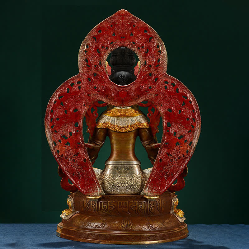10 Inch Green Tara Copper Buddha Statue for Hope & Protection