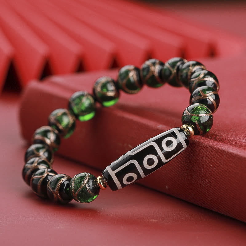 12mm Nine-Eye Dzi Bead Spiritual Wealth Bracelet