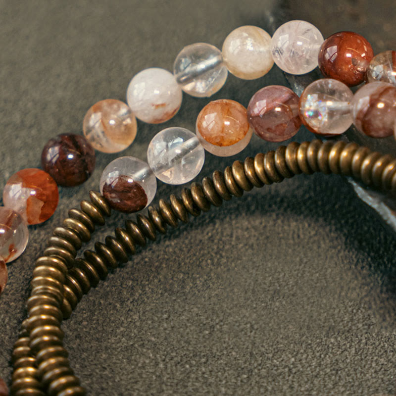 Love and Forgiveness Bracelet with Purple Phantom, Red Hematoid & Green Rutilated Quartz