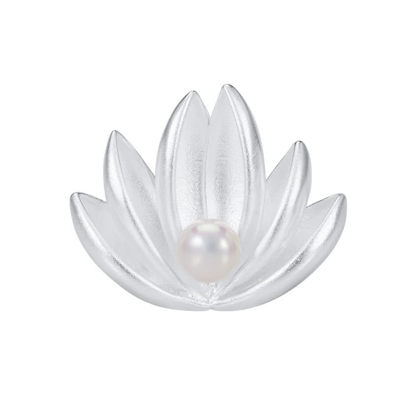 925 Sterling Silver Lotus Flower Pearl Brooch for New Beginnings