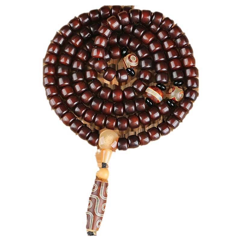 108 Mala Beads Three-eyed Nine-eye Dzi Jade Luck Bracelet