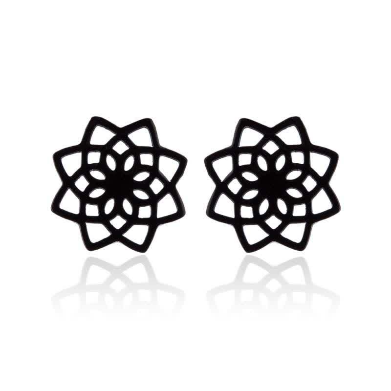 Tibetan Lotus Stud Earrings | New Beginning Symbol | Silver