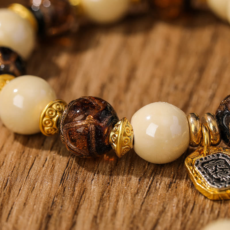 10mm Liuli Glass Incense Ash Porcelain Spiritual Protection Bracelet