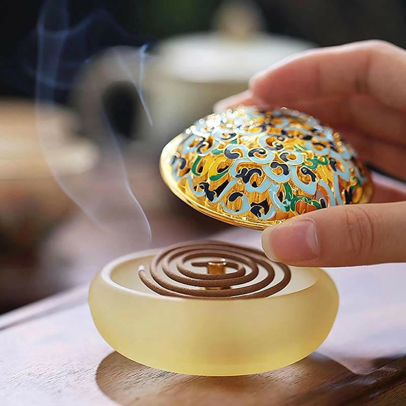 Liuli Kristall-Lotus-Räuchergefäß für Meditation und Heilung