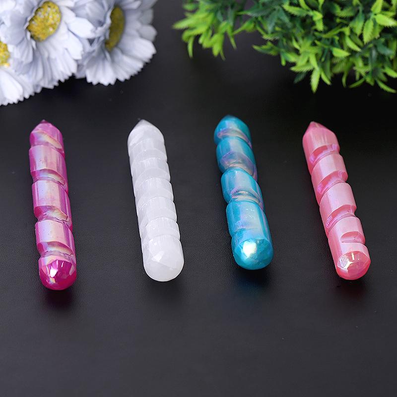 6" Aura Spiral Selenit Kristall Zauberstab