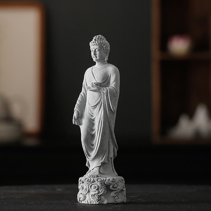 Meditation Buddha Statue Sandstone 6x6x20cm for Serenity Home