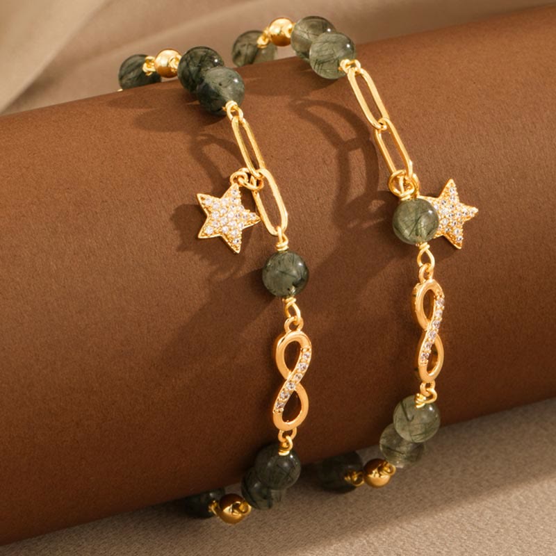 14K Gold Green Rutilated Quartz Spiritual Protection Bracelet