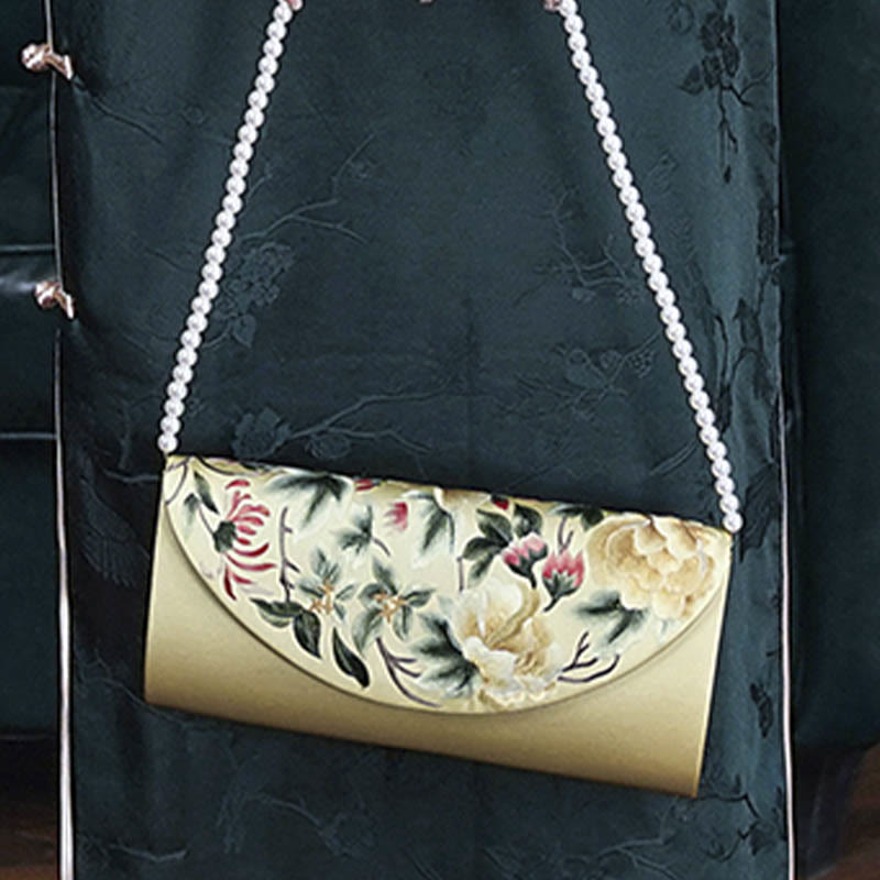 Elegante Umhängetasche mit Su-Stickerei, 24 cm, mit Blumenmuster