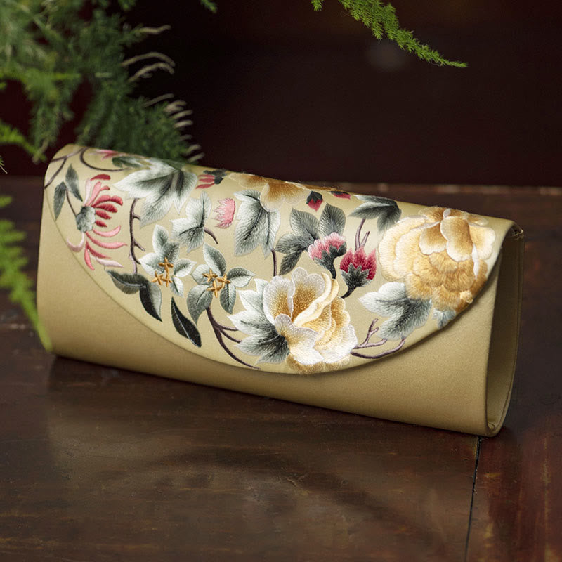Elegante Umhängetasche mit Su-Stickerei, 24 cm, mit Blumenmuster