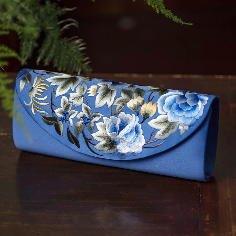 Elegante Umhängetasche mit Su-Stickerei, 24 cm, mit Blumenmuster