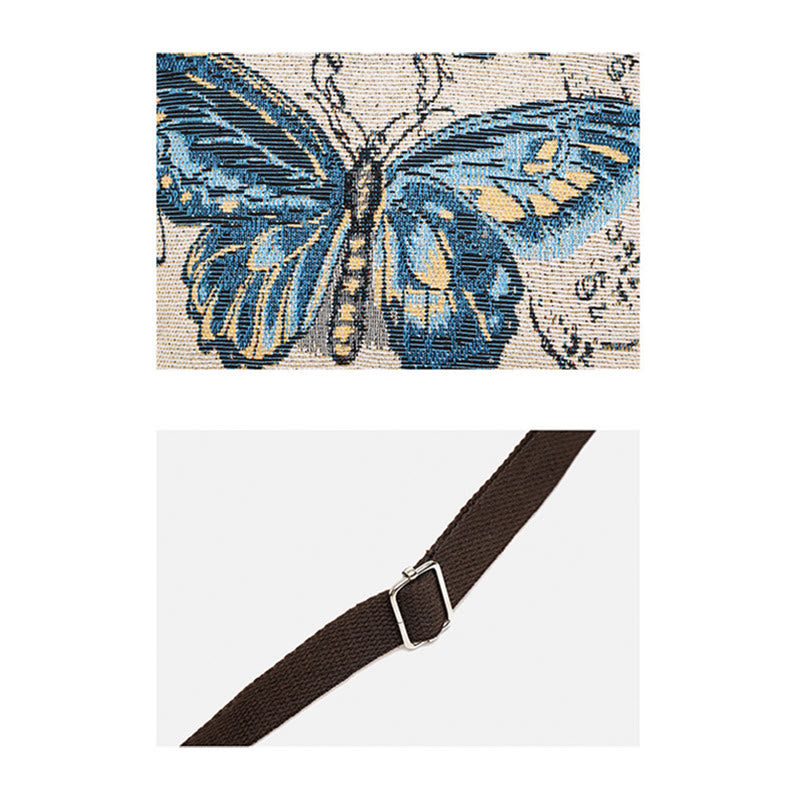 Elefant Schmetterling bestickt spirituelle Canvas Einkaufstasche