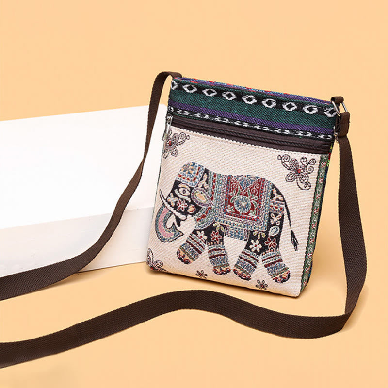 Elefant Schmetterling bestickt spirituelle Canvas Einkaufstasche