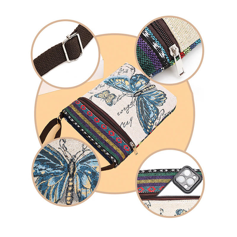 Elefant Schmetterling bestickt spirituelle Canvas Einkaufstasche