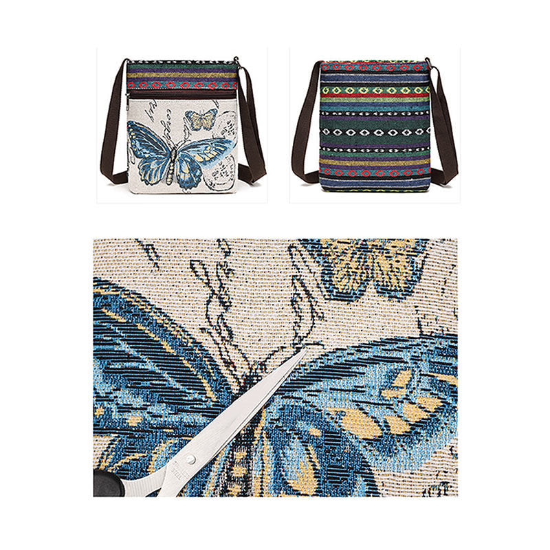 Elefant Schmetterling bestickt spirituelle Canvas Einkaufstasche