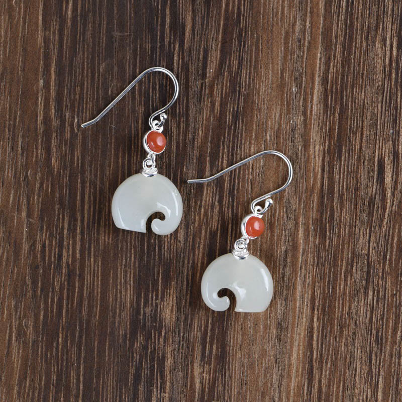 Elefant Hetian Jade 925 Silber Fülle Schmuckset