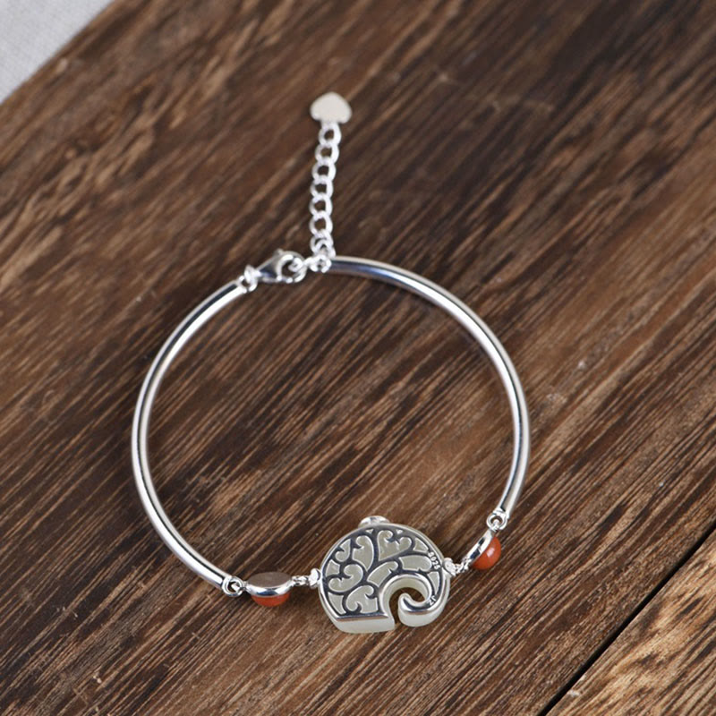 Elefant Hetian Jade 925 Silber Fülle Schmuckset