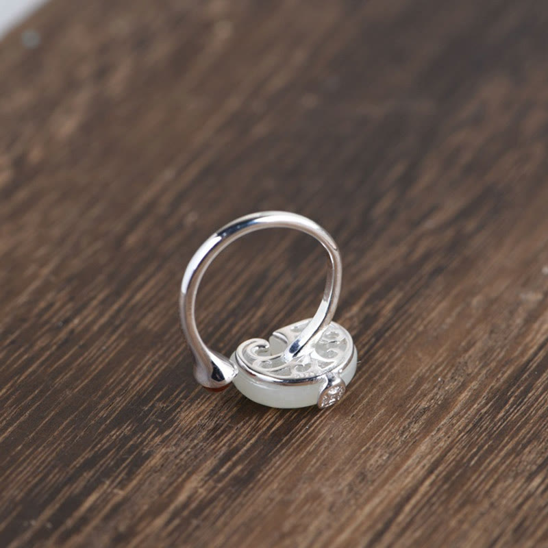 Elefant Hetian Jade 925 Silber Fülle Schmuckset