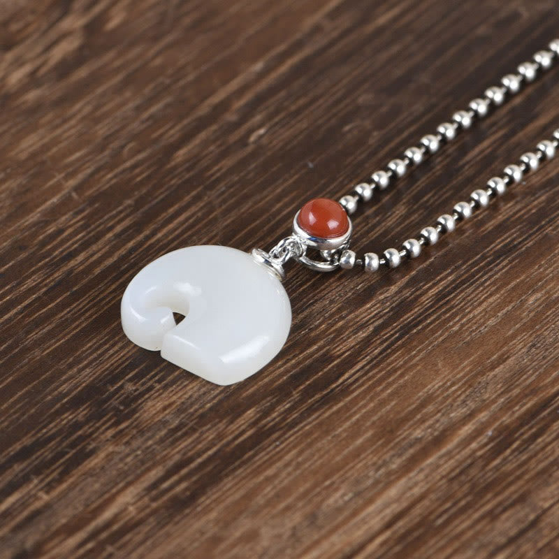 Elefant Hetian Jade 925 Silber Fülle Schmuckset