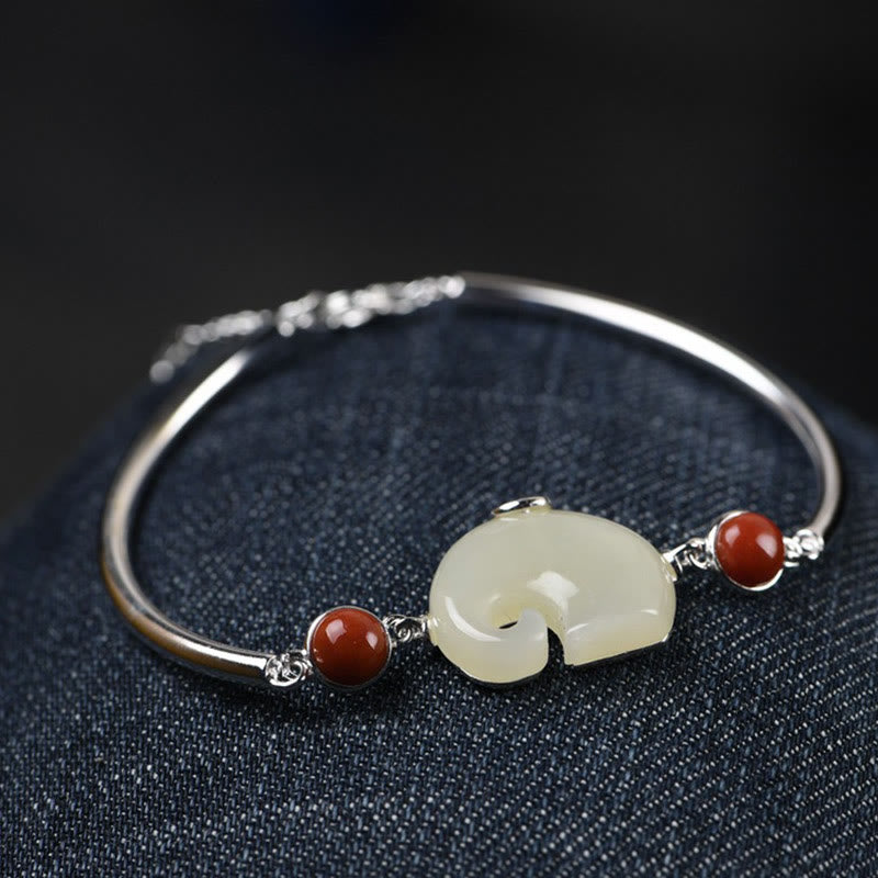 Elefant Hetian Jade 925 Silber Fülle Schmuckset